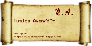 Musics Avenár névjegykártya